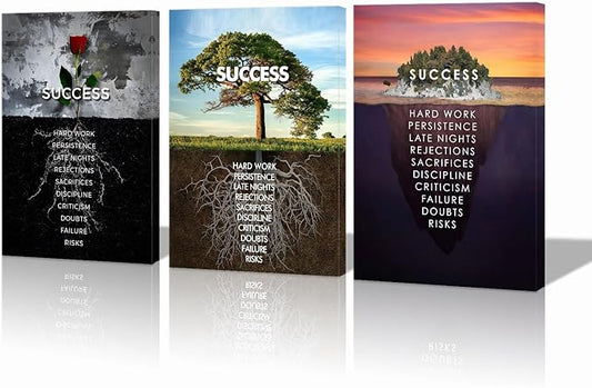 Motivational Wall Decor Success Tree Motivational Posters Inspirational Wall Decor for Office Motivational Quote Framed Canvas Wall Art Prints Artwork Decor for Home Living Room Bedroom Ready to Hang