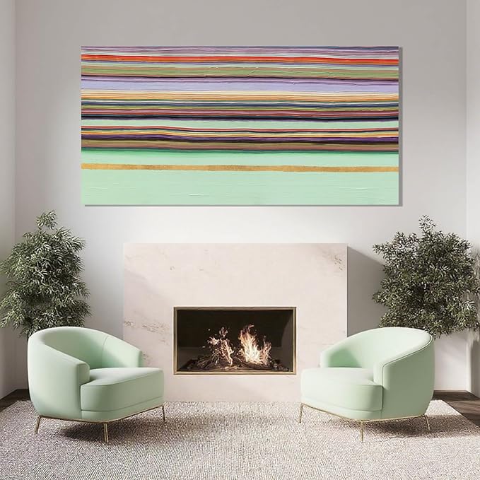 ZENPEE Green Canvas Wall Art - Modern Wall Decor Hanging Decor, Eclectic Wall Art, Dining Room Wall Decor, Room Posters for Living Room, Bedroom, Office Entryway, Hanging Art, 29" x 58"