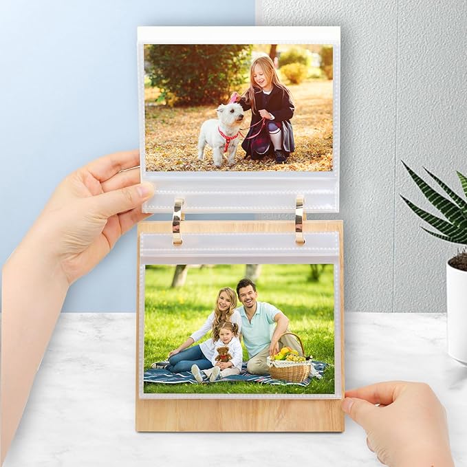 ZEEYUAN 4x6 Picture Frame Desktop Display 4x6 Desk Flip Photo Album on Stand 60 Pockets, Mother's Day Gift for Mom from Daughter Son Desk Photo Book Gifts for Mother Father Grandma