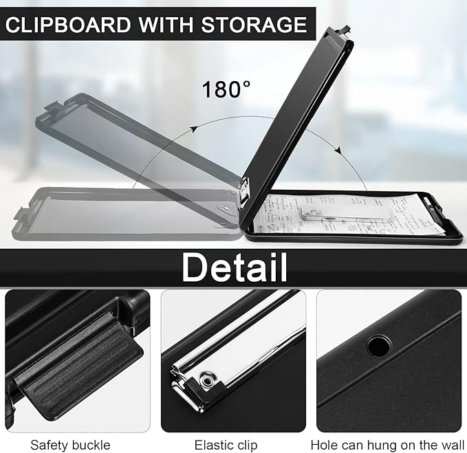 Mimorou 15 Pcs Clipboard with Storage Plastic Nursing Clipboard 9.5 x 13.5 Inch with Low Profile Clip Foldable Clip Board with Storage for Home Office Back to School Supplies