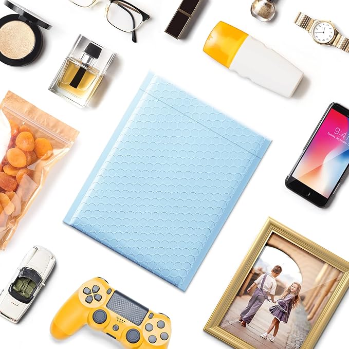 Metronic Bubble Mailers 6x10" 100 Pack Usable Size 6x9" Self Seal Bubble Mailer Thick Padded Envelopes Shipping Envelopes Cushion Mailers for Mailing Jewelry Makeup Supplies Light Blue