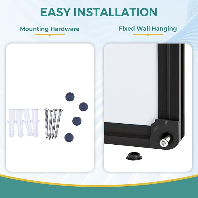 Dry Erase Board for Wall, 48" x 24" Presentation Magnetic Whiteboard with Pen Tray, Wall-Mounted White Board for School, Office and Home, Black Aluminum Frame