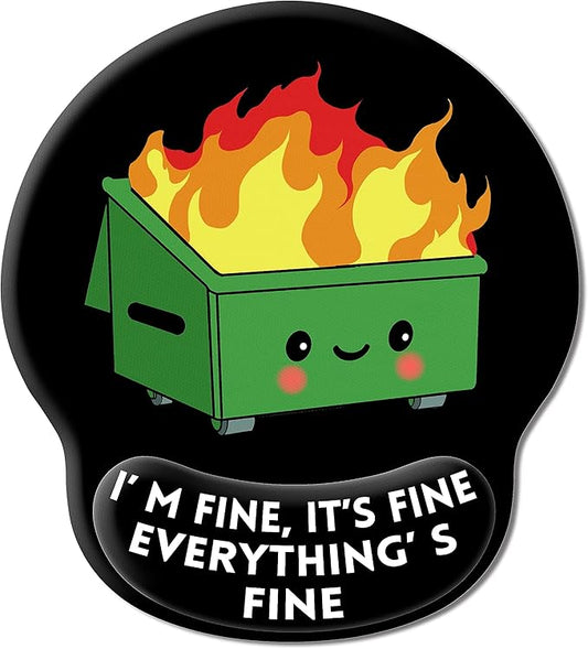 Upgrade Mouse Pad with Wrist Rest, Dumpster on Fire Ergonomic Gaming Gel Mouse Pad with Wrist Support, Computer Mousepad for Desk Home Office Laptop, Pain Relief, Non-Slip PU Base