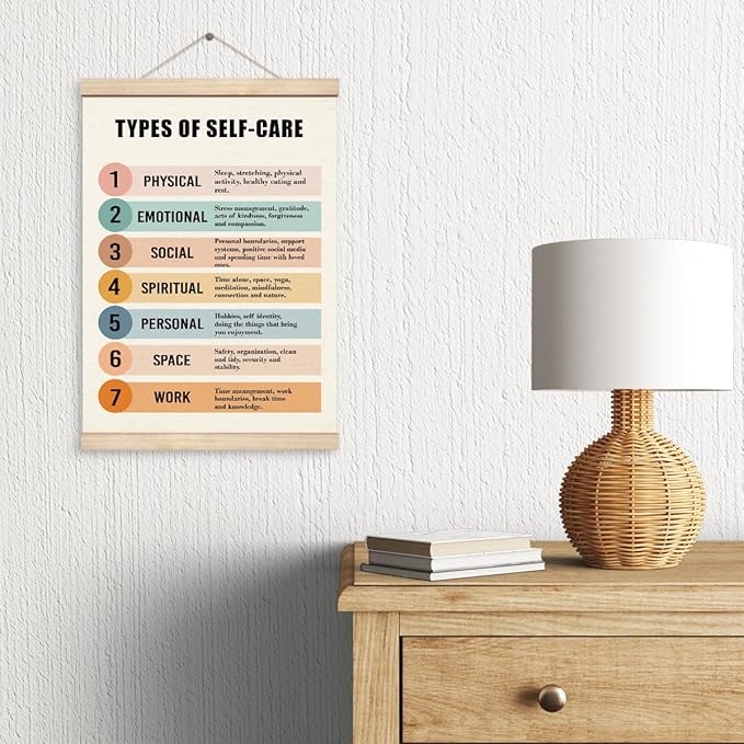 Yxadu Canvas Poster with Wooden Hanger, Anxiety Relief Mental Health Art, Home Office Bedroom Decor, Therapist Office Decor, Self-Care Poster