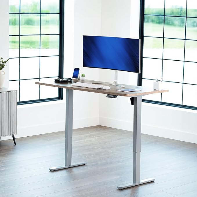 VIVO Electric 60 x 30 in Standing Desk, Memory Height Adjustment, 1B Series, Reclaimed Wood Top Gray Frame, DESK-KIT-1G6P-30
