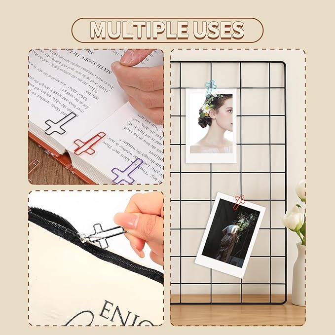 100PCS Cross Paper Clips – Christian Bible Paperclips, Cross-Shaped Bookmark for Journaling, Students, Church or Office Use – Multicolored Cute Faith Gift