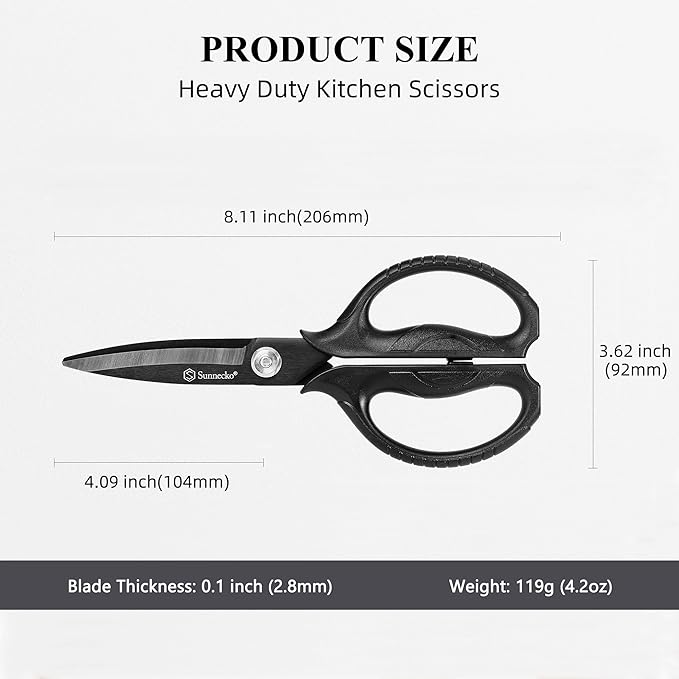 Sunnecko Kitchen Scissors All Purpose Heavy Duty Scissors Titanium Coated, Kitchen Shears for Food, Micro Serrated with Detachable Blades