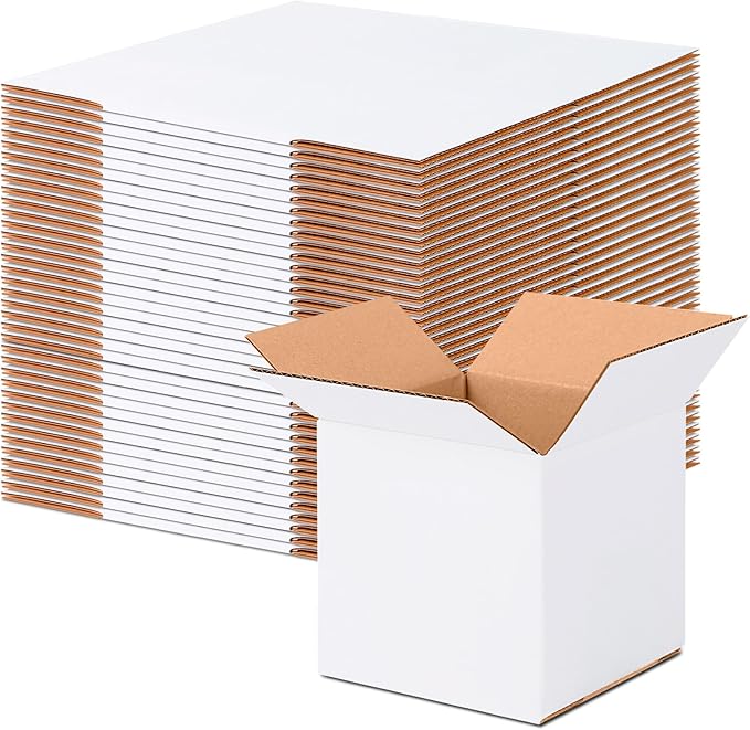 6x6x6 Small Shipping Boxes Set of 40, White Corrugated Cardboard Box for Small Business for Mailing Packaging Gifts