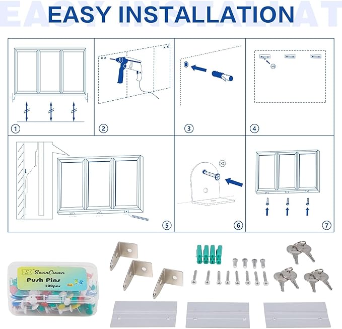 SWANCROWN Outdoor Bulletin Board 70x36in, Enclosed Bulletin Board with Locking Door for Office School Commerce, Cork, Black Aluminum Frame