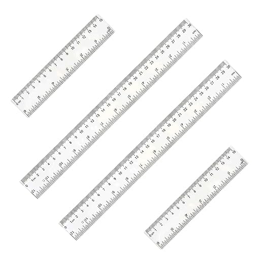 4 Pack 6-Inch Straight Rulers,Clear Plastic Ruler, Centimeter and inch Ruler Suitable for Student School and Office Study Drawing Measuring Standard