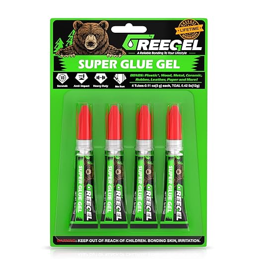 Super Glue Gel for Plastic, Shoes, Metal, Ceramic, Wood - All Purpose Superglue Clear Instant Cyanoacrylate Adhesive (CA) Single Use Glue for Quick Fixes & Household Repairs - 3G x 4