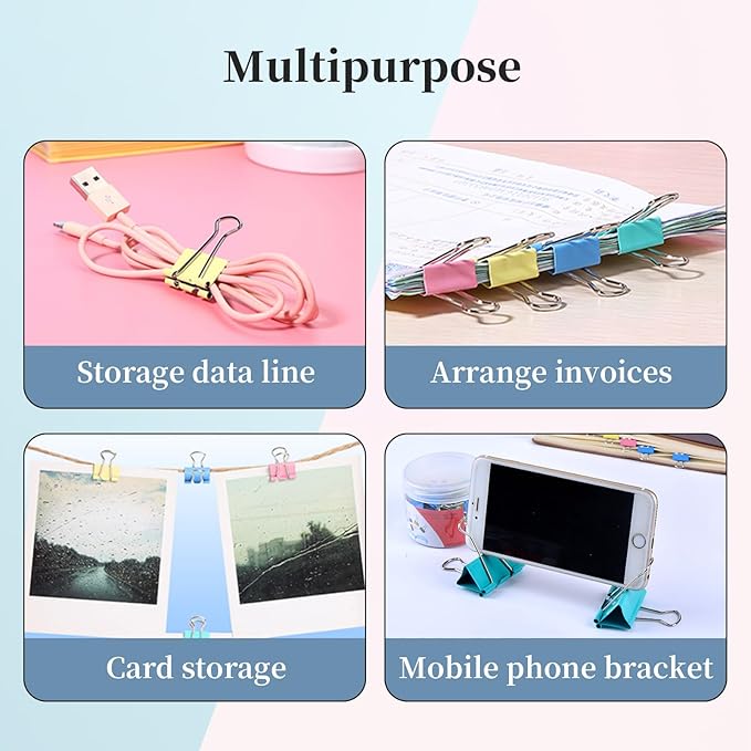 Medium Binder Clips, 36 Pack, 1-1/4 Inch, 1.25 Inch, Standard 32mm, Black, Capacity 0.6 Inch, Fold Clamp, Paper Clips, Office and School Supplies