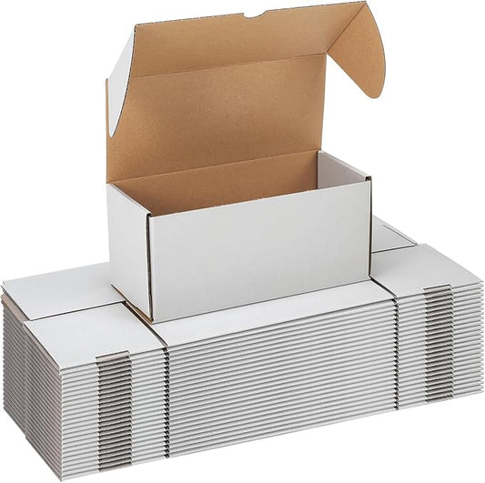 WIFTREY 25 Pack 9x4x4 Small Shipping Box, White Corrugated Cardboard Boxes 9 x 4 x 4 for Packaging Small Business, Mailing, Shipping
