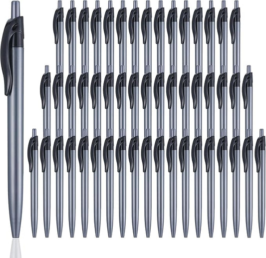 Retractable Black Ballpoint Pen Pack of 50 Black Pens Bulk for Smooth Writing 1.0mm Medium Black Ink Pen, Click pens with Comfort grip, Idea for Journaling, Planner, Note Taking Office School