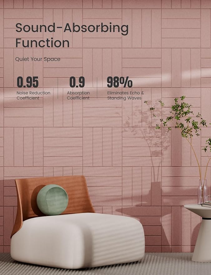 Bumusty Large Cork Board Alternative-36 x24 Felt Bulletin Board Tiles, with 30 Pushpins, 40 Adhesive Tabs, 6-Pack Slat Wall Paneling, Cork Boards for Office Push Pin Board Felt Board-Pink