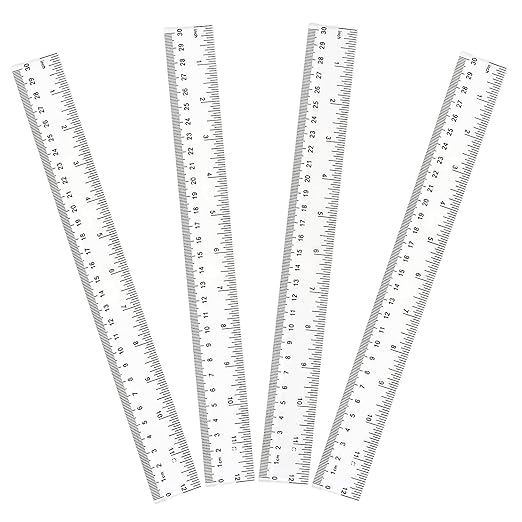 4 Pack 6-Inch Straight Rulers,Clear Plastic Ruler, Centimeter and inch Ruler Suitable for Student School and Office Study Drawing Measuring Standard