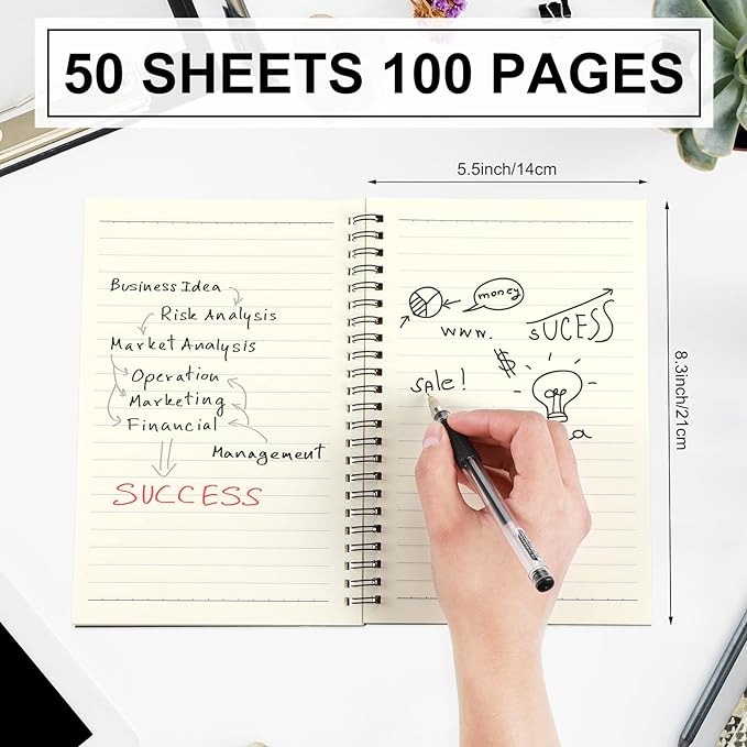 Yahenda Spiral Notebook Bulk A5 Journal Lined 8.3'' x 5.5'' Writing Composition Paper Small Notepad Subject Notebook for Students Office Business Back to School Supplies(Black Color,18 Pcs)