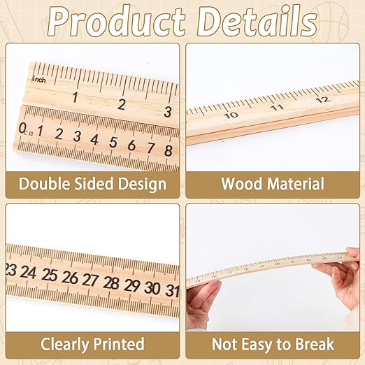 gisgfim 36 Pack 39 Inches Wood Double Sided Meter Stick Yard Stick Wood Economy Meterstick Wooden Ruler 100 Centimeters Measuring Yardstick Bulk School Classroom Home Office Kid Measuring Tailor Craft
