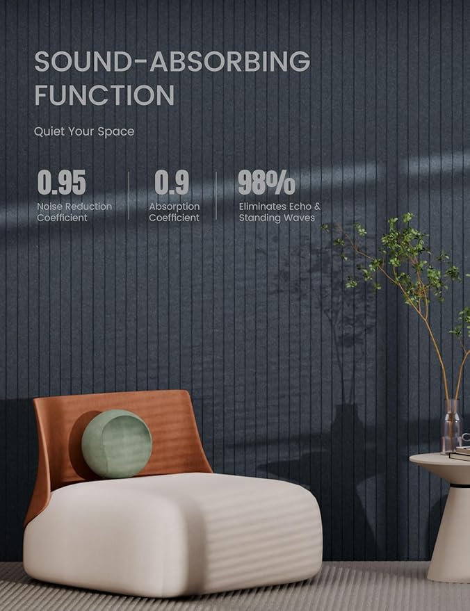 Bumusty Large Cork Board Alternative-47 x35 Felt Bulletin Board, with 30 Pushpins, 70 Adhesive Tabs, 12-Pack Slat Wall Paneling, Cork Boards for Office Push Pin Board Felt Board-Deep Charcoal Blue