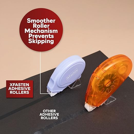 XFasten Glue Tape Roller for Scrapbooking 4-Pack Acid-Free Pastel Blue Double Sided Tape Roller for Crafts, Photos, Bullet and Junk Journaling Supplies - Scrapbook Adhesive Runner (0.3 in x 30 ft)