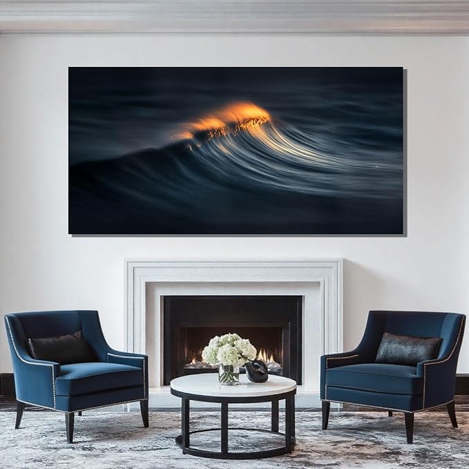 ZENPEE Black Hallway Decor and Gold Canvas Wall Art, Large Abstract Modern Wall Decor Posters for Bedroom or Living Room, 29" x 58