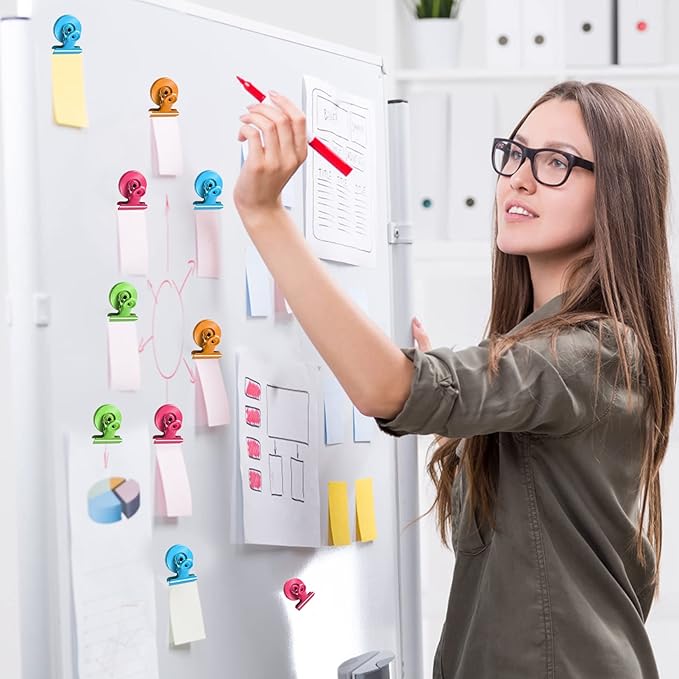 8Pack Refrigerator Magnets Magnetic Clips Fridge Magnets-Scratch Free Heavy Duty Magnetic Clips Perfect for Classroom, Teacher,Locker, Note List Photo Displays Must Haves(Colorful)