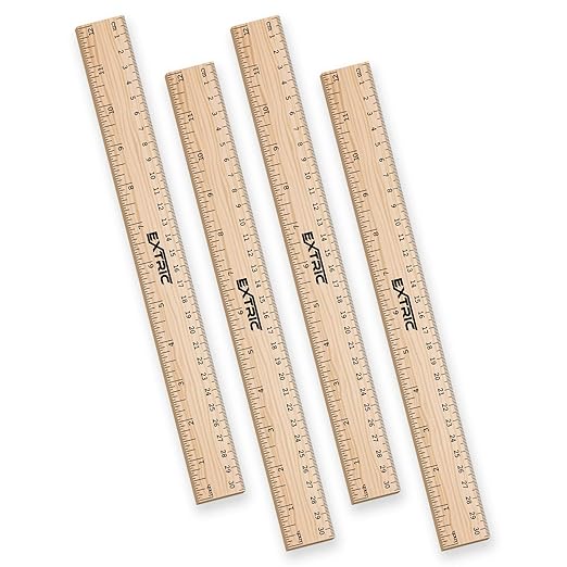 Rulers 12 Inch, Rulers Bulk Wooden Ruler for Kids 4 Pack Great for School, Classroom, Imperial and Metric Measurements for Office and Home