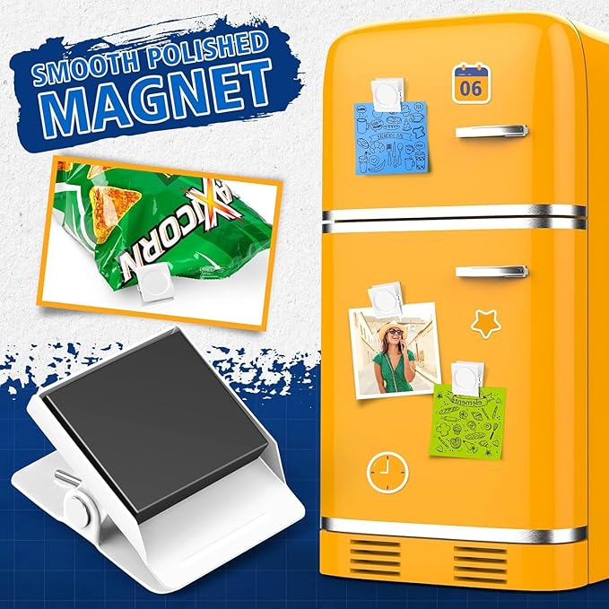 Grtard 12 Pack Magnetic Clips Heavy Duty, White Magnet Clips for Fridge, Refrigerator Magnets, Strong Magnetic Clip,Scratch Free Magnets with Clip for Refrigerator, Whiteboard, Cruise, Locker (White)