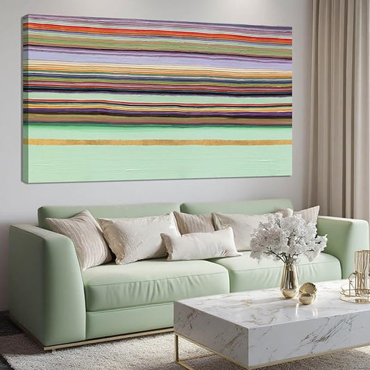 ZENPEE Green Abstract Wall Art with Wood Frame, Modern Canvas Prints Hanging Decor for Living Room, Office, Hallway, or Entryway | 24" x 48"