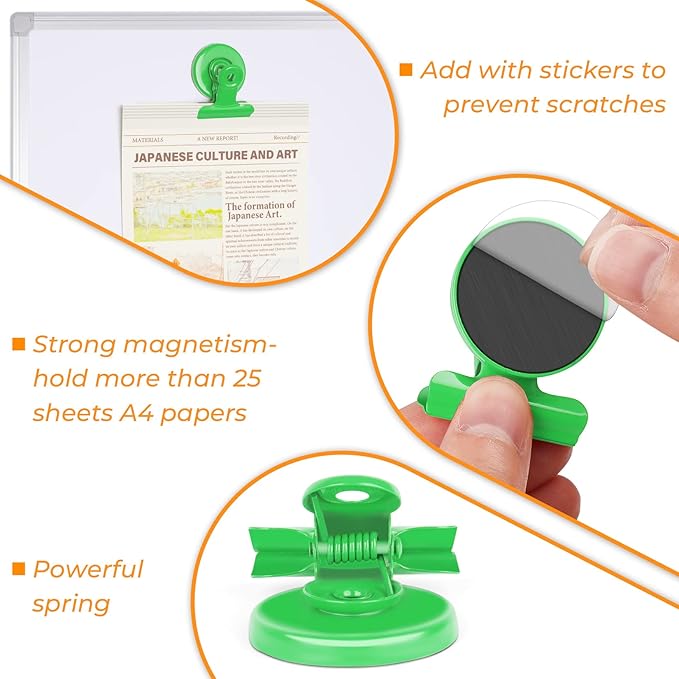VNDUEEY 20 Pack Magnetic Paper Clip Dispenser Holder, Paperclip Dispenser for Desk, School, Office, Fridge Magnets Refrigerator Magnets, Magnet Clips for Whiteboard Locker (Green) ?