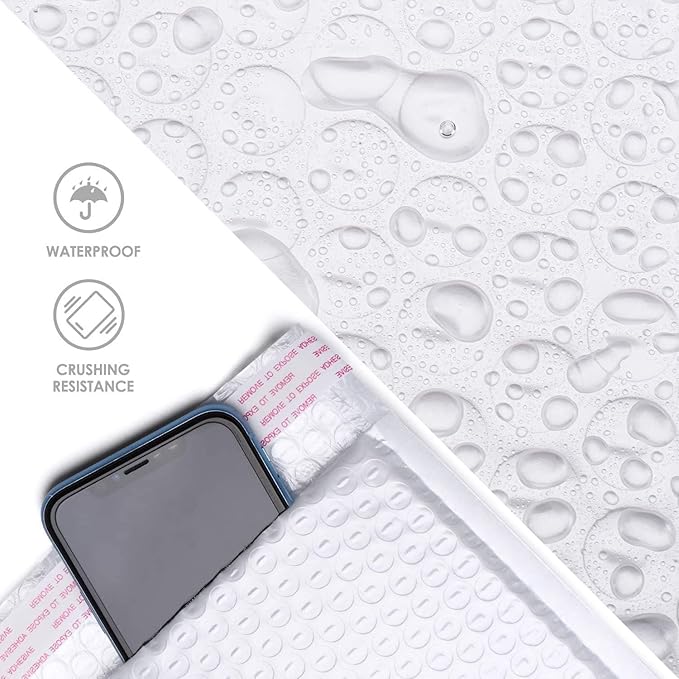 Metronic 800Pack Small Bubble Mailer 4x8 Inch White Bubble Mailers Usable Size 4x7 Waterproof Padded Envelopes, Self Seal Adhesion Bubble Envelopes, Cushioning Padded Mailers for Jewelry
