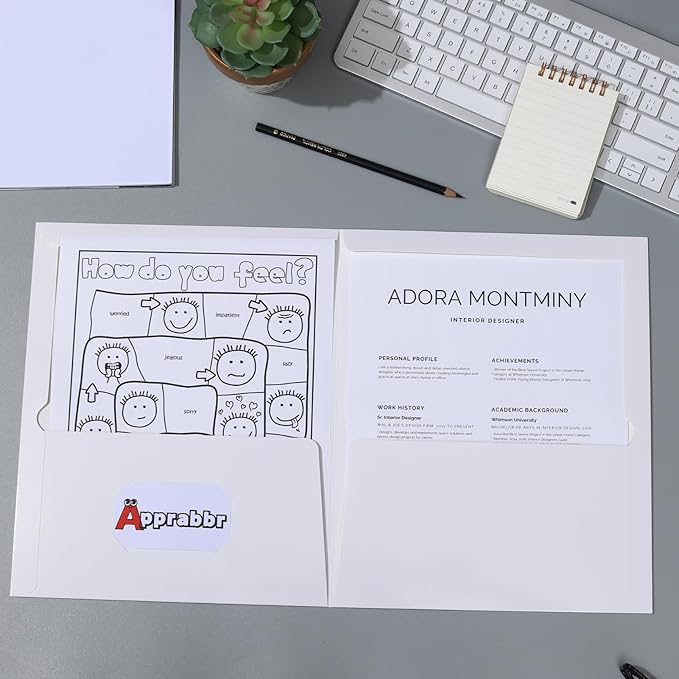 120 Pack 2 Pocket Glossy Laminated White Paper Folders Letter Size Presentation Folder Bulk Two Pocket Portfolio Folder for School Supplies Teacher Office Business Home