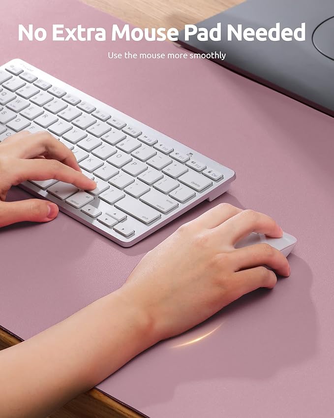 YSAGi Leather Desk Protector, Office Mat, Large Mouse Mat, Non-Slip PU Leather Blotter, Laptop Pad, Waterproof Writing Pad for Office and Home (Pale Mauve, 31.5" x 15.8")