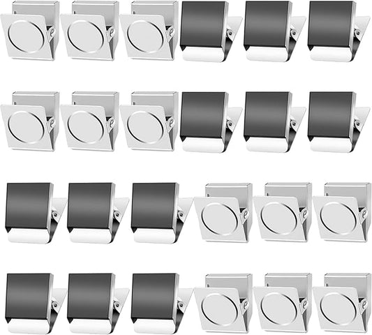 Grtard 24 Pack Magnetic Clips Heavy Duty, Magnet Clips for Fridge, No-Scratch Magnetic Clip for Refrigerator, Strong Magnets with Clip for Cruise Cabin, Whiteboard, Locker, Note List, Photo Display
