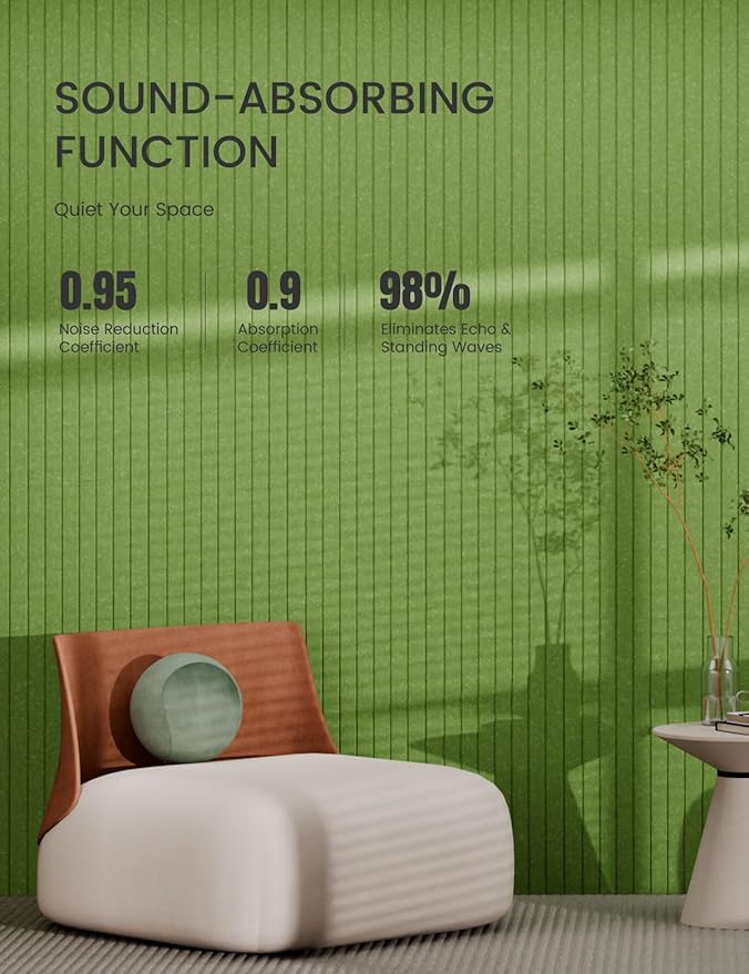 Bumusty Large Cork Board Alternative-47 x35 Felt Bulletin Board Tiles, with 30 Pushpins, 70 Adhesive Tabs, 12-Pack Slat Wall Paneling, Cork Boards for Office Push Pin Board Felt Board-Grass Green