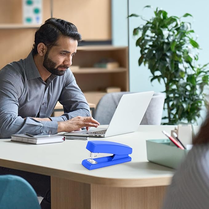12 Pcs Staplers Metal Desktop Staplers Bulk Set for Office School Classroom Supplies with 2 Pcs Stapler Remover Puller, 8000 Pcs Staples 24/6mm Blue