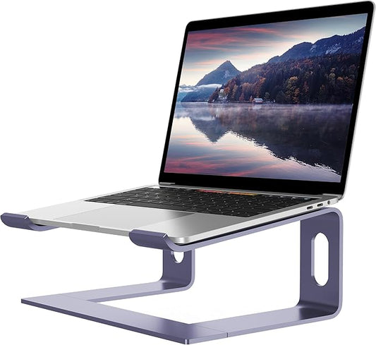 ALASHI Laptop Stand for Desk, Aluminum Computer Riser, Ergonomic Notebook Holder, Detachable Metal Laptops Elevator, PC Cooling Mount Support 10 to 15.6 Inches Notebook, Light Purple