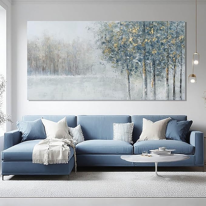 ZENPEE Blue Modern Wall Art, Nature Landscape Canvas Wall Art, Large Wall Decor for Living Room, Bedroom Decor, Wall Posters for Room, Office, 29" x 58"