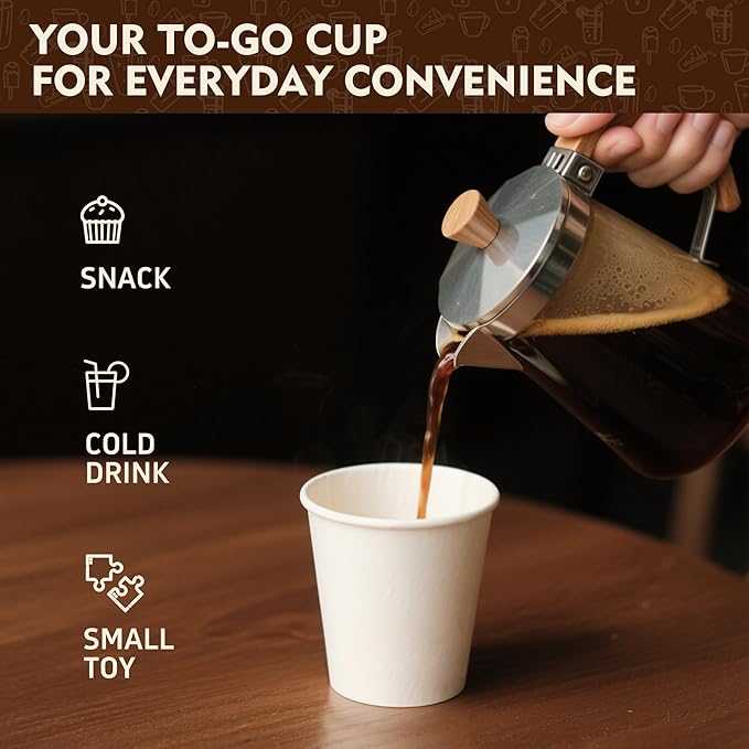 YEEHAW 12 oz 300 Pack Disposable Paper Coffee Cups, Bulk White Hot to Go Cups for Hot Coffee, Hot Liquid, Chocolate, Juice, Hot Beverage Drinkings, Ideal for Cafes, Bistros, Office and Family