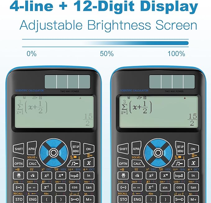 Scientific Calculators,Rudnia Calculator Desktop with 4-line Display,10+2 Digits and 552 Function Calculator,School Supplies for Middle High School and College Students (Black)