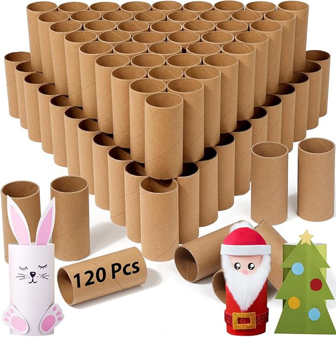 120-Pack Brown Cardboard Tubes for Crafts (1.5x3.4 Inch) | Bulk Kraft Paper Rolls for Kids DIY, Classroom Art Supplies, STEM Projects & Holiday Decor - Crush Resistant & Eco-Friendly