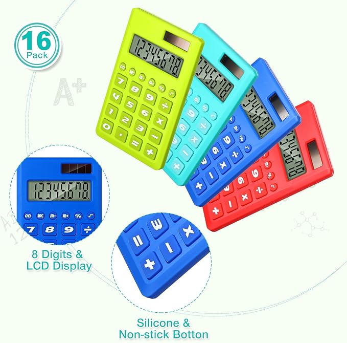 Yunsailing 48 Pcs Pocket Calculators Bulk Mini 8 Digit Handheld Calculator Small Basic Standard Calculator for Students Kids Teachers School Desktop Home Office, 3 Designs (Classic)