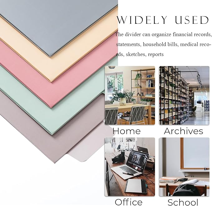 Y YOMA Colored 3 Ring Binder Dividers with Pocket Letter Size Paper Binder Tabs Page Dividers Cute Decorative Binder Index Dividers for Office School Home with 1/5-Cut Tabs, Fashion Color(5 Sheet)