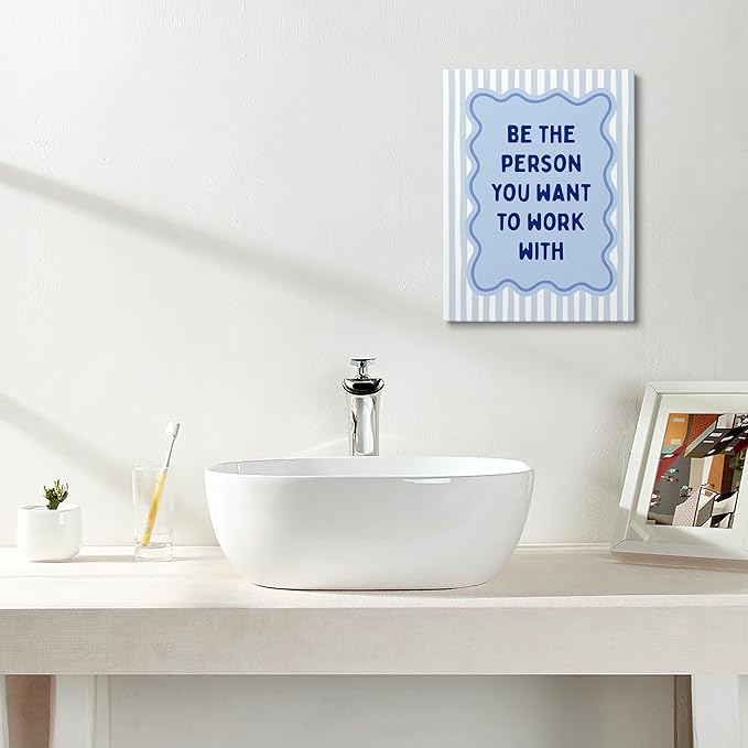 XWELLDAN 874 Be the Person You Want to Work with Blue Office Framed Canvas Wall Art Decor, Inspirational Motivational Teamwork wall art Decor for Office, 11x14 Inches