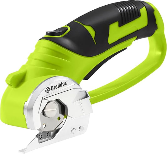 4v Cordless Electric Scissors, Electric Box Cutter With LED Light and Safety Lock, Cardboard Cutter, Rotary Cutter for Cardboard Leather Carpet Plastic Green