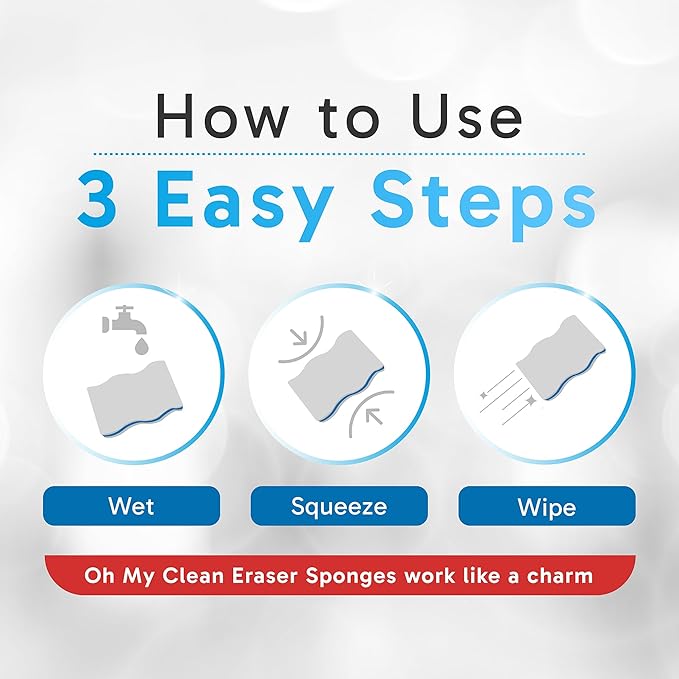 (100 Pack) Extra Durable Eraser Sponge - Extra Thick, Long Lasting, Premium Melamine Sponges in Bulk - Multi-Purpose Power Scrubber - Bathroom, Kitchen, Floor, Bathtub, Toilet, Baseboard, Wall Cleaner