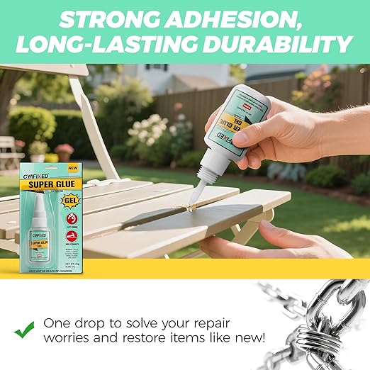 Super Glue Gel, Clear Cyanoacrylate Adhesive for Plastic Metal Ceramic Wood Shoe Sole Repair, Instant Superglue for Glass Leather Pottery Model Rubber Porcelain Crafts 3D Prints, Strong Bonding