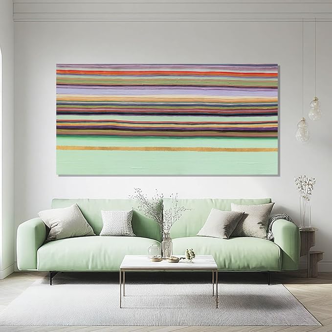 ZENPEE Green Abstract Wall Art with Wood Frame, Modern Canvas Prints Hanging Decor for Living Room, Office, Hallway, or Entryway | 24" x 48"