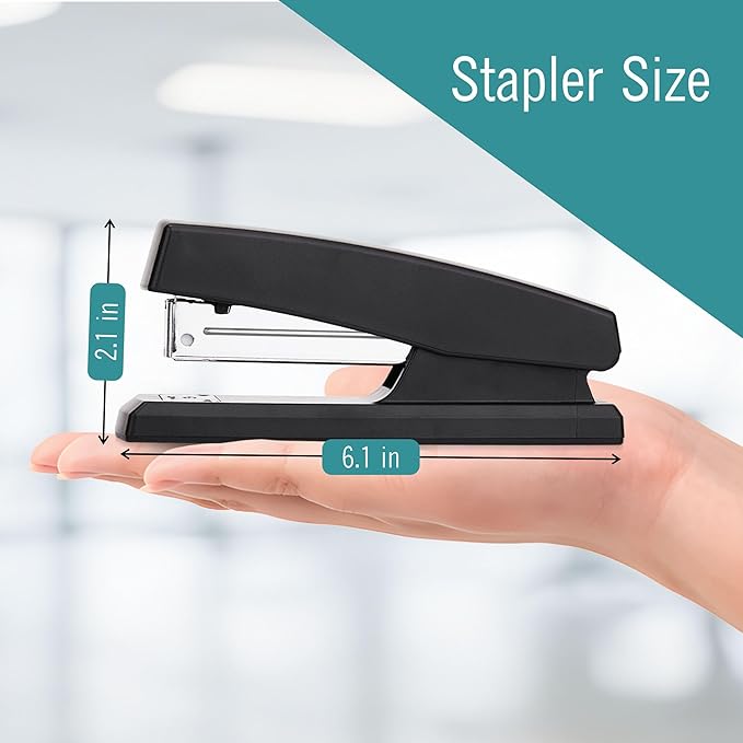 Stapler – Staplers for Desk, Black Stapler Heavy Duty 12 Pack, Staplers 25 Sheet Capacity for Office and Home