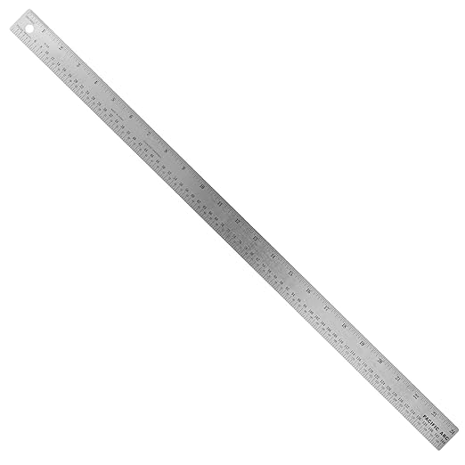 Pacific Arc Stainless Steel Ruler with Inch and Pica Measurements, 24 Inches Cork Backed